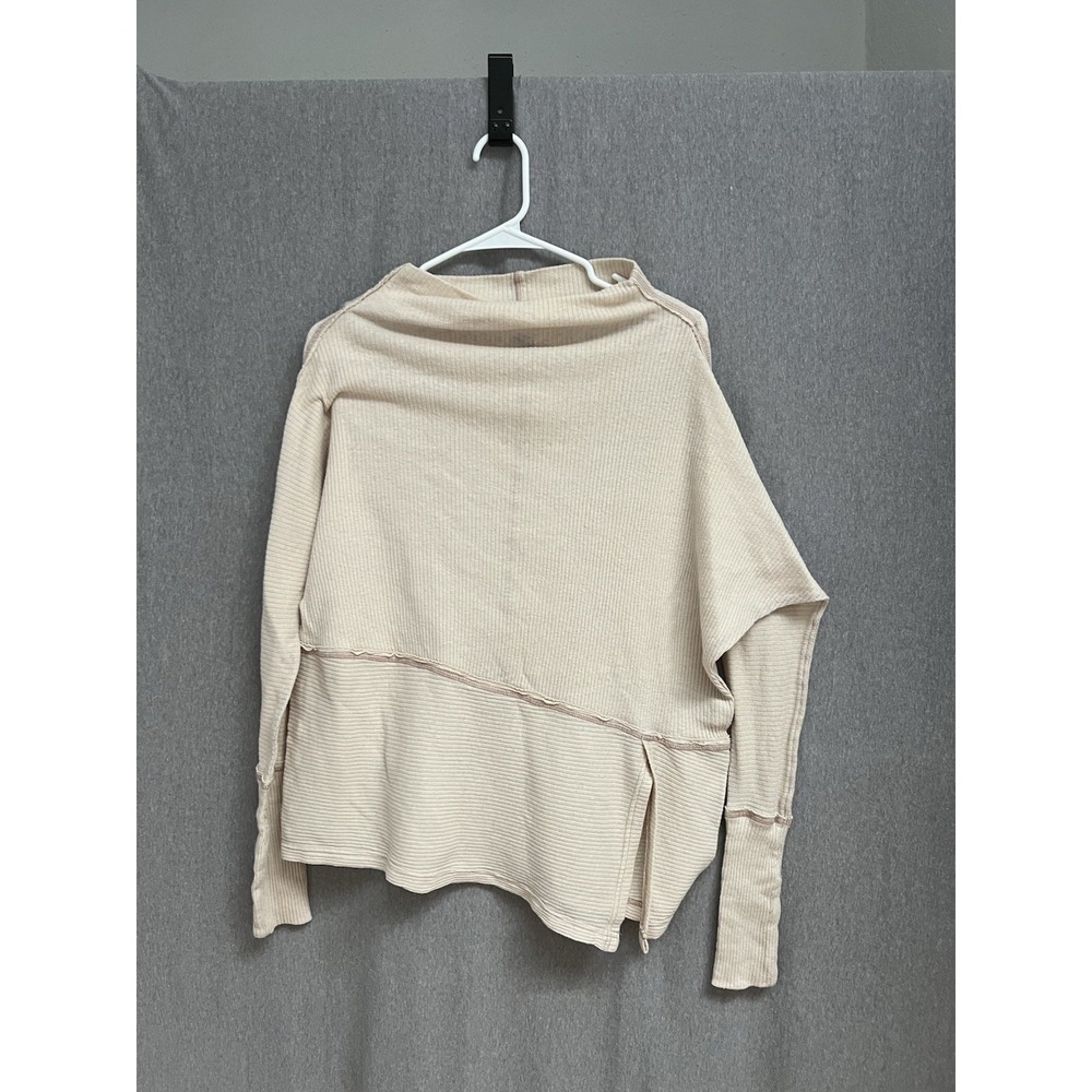 FREE PEOPLE Londontown Sz XS Tan Cotton Blend Asymmetrical Top